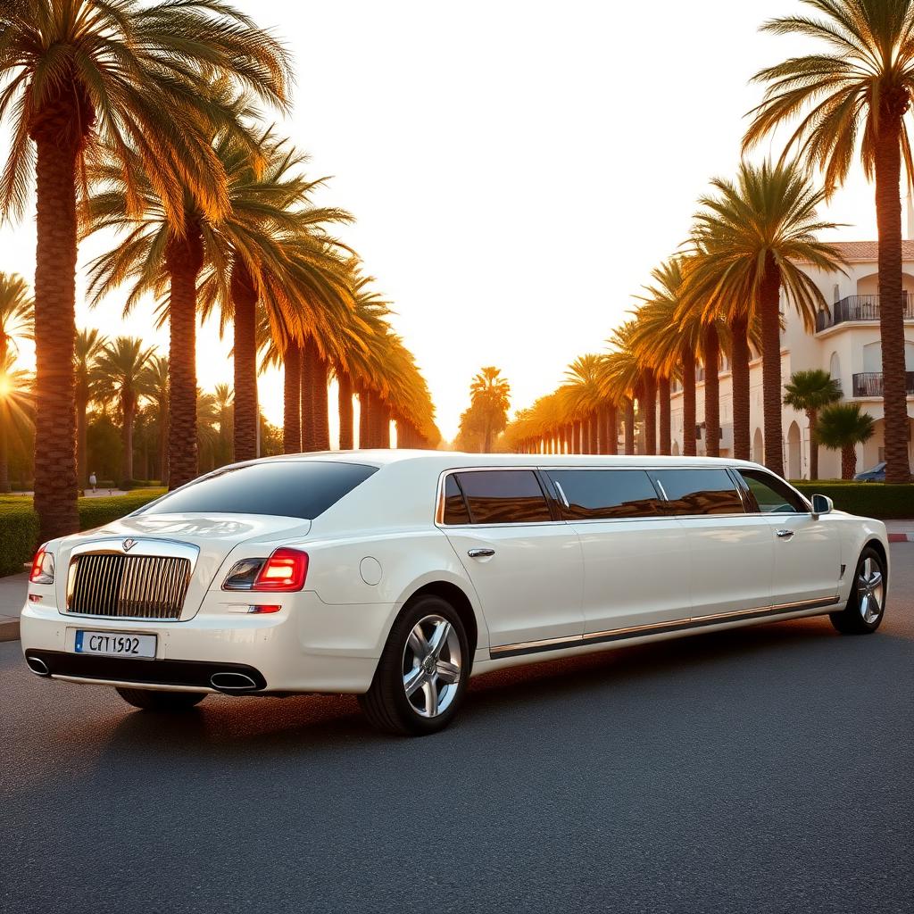 White stretch limousine in Marbella with hen party group arriving in style